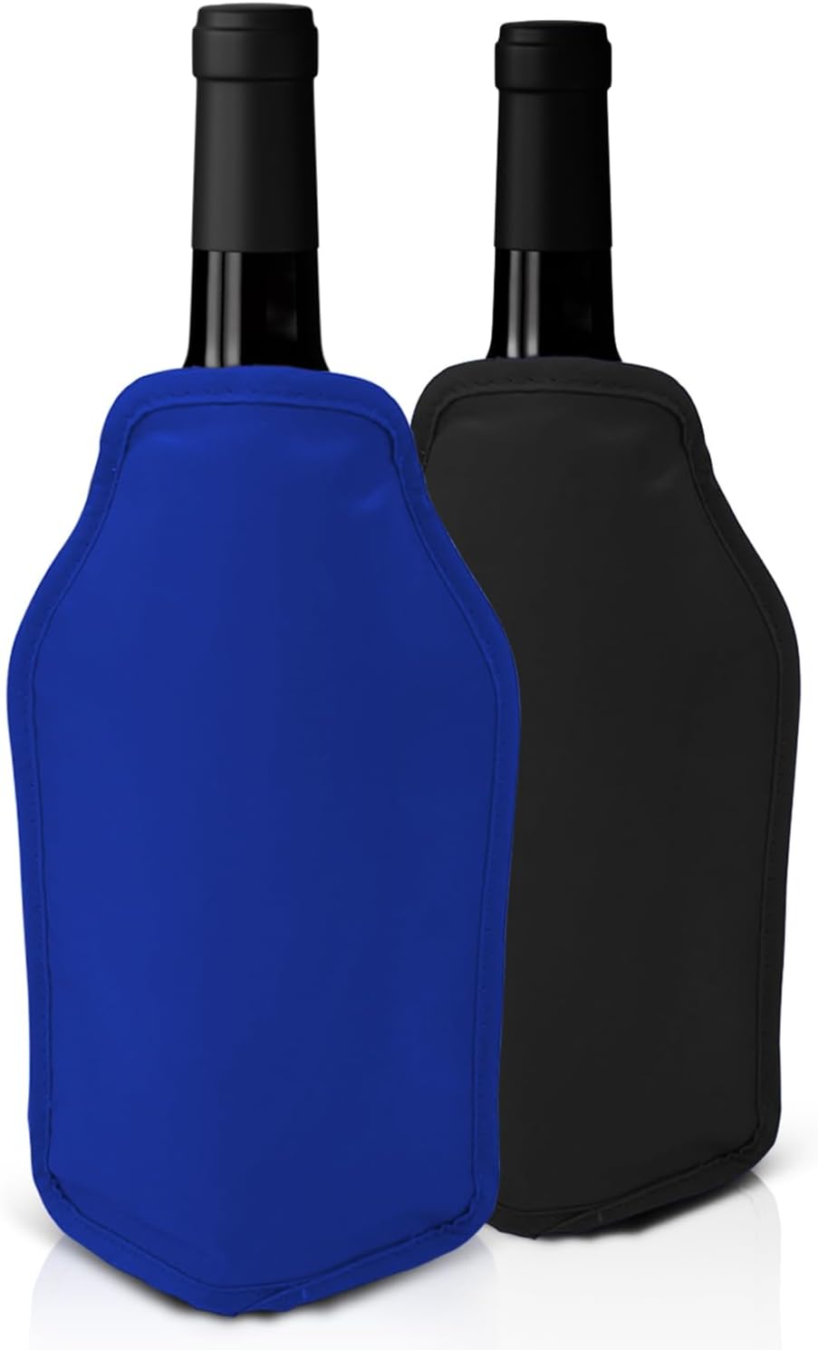 Set of 2 Wine Cooler and Champagne Cooler Sleeve Cuffs - Black & Blue - Perfect for Cooling Wine and Champagne Bottles and Other - Ideal for Dinner Parties, Events, etc.