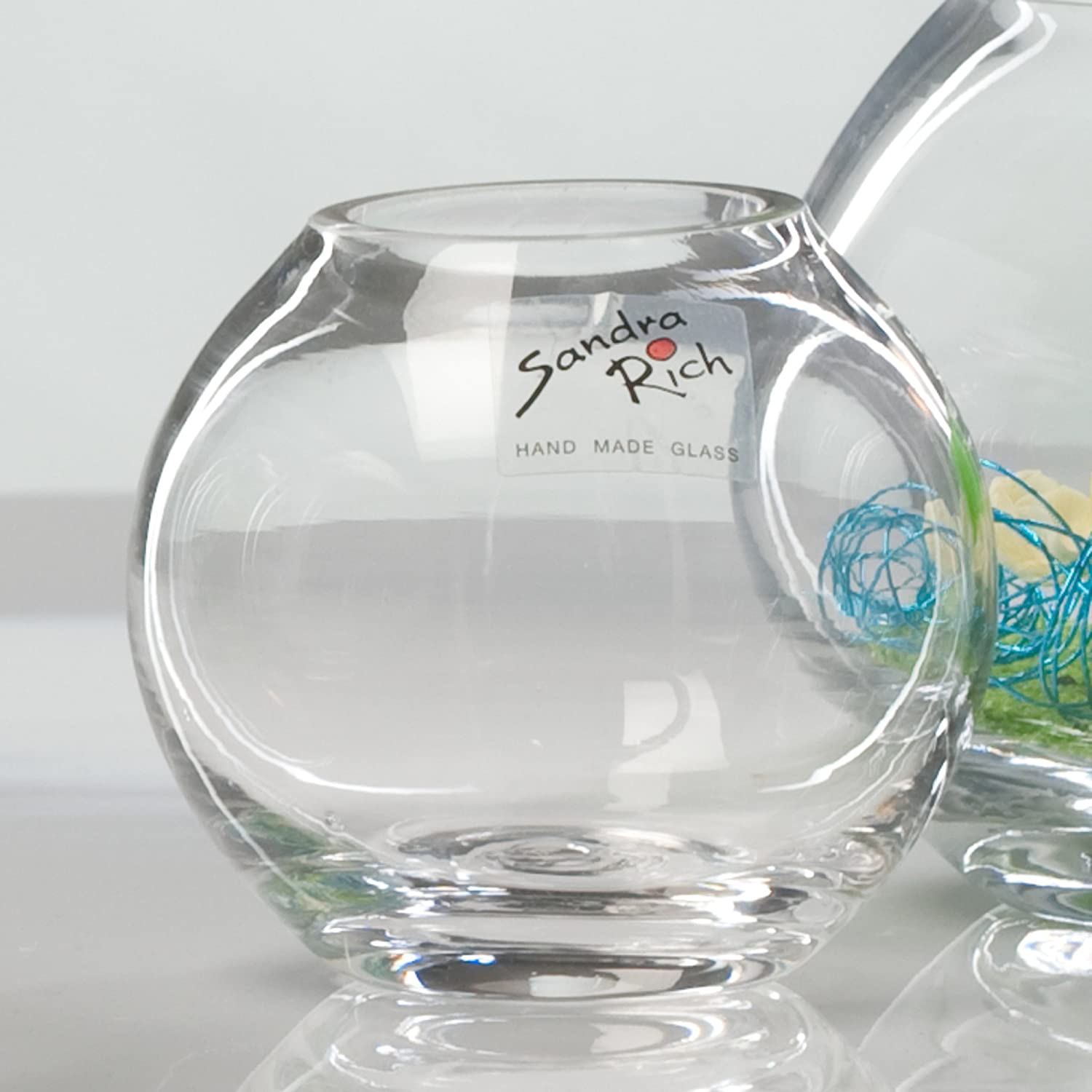 Sandra Rich Glass Ball Vase Clear Glass Flower Vase Table Vase: approx. 7 cm
