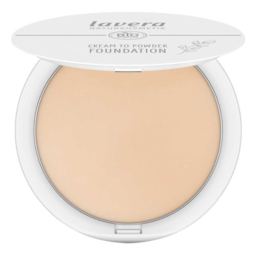 lavera avera Cream to Powder Foundation - Light 01 - Nude - Organic Almond Oil & Vitamin E - Vegan - Moisturising - Intensive Coverage (1 x 10.5 g), ‎light