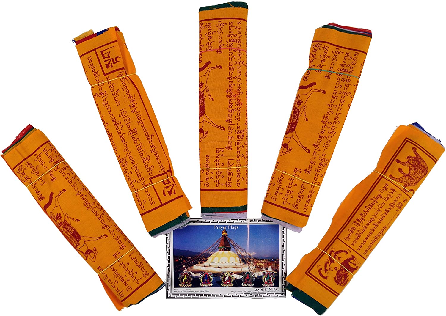 Guru-Shop Guru Shop Spaar Pack Tibetan Prayer Flags (Pack Of 5) With 10 Various Lengt