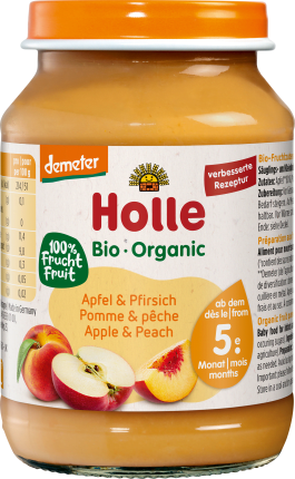Holle baby food Fruits apple & peach from the 5th month, 190 g