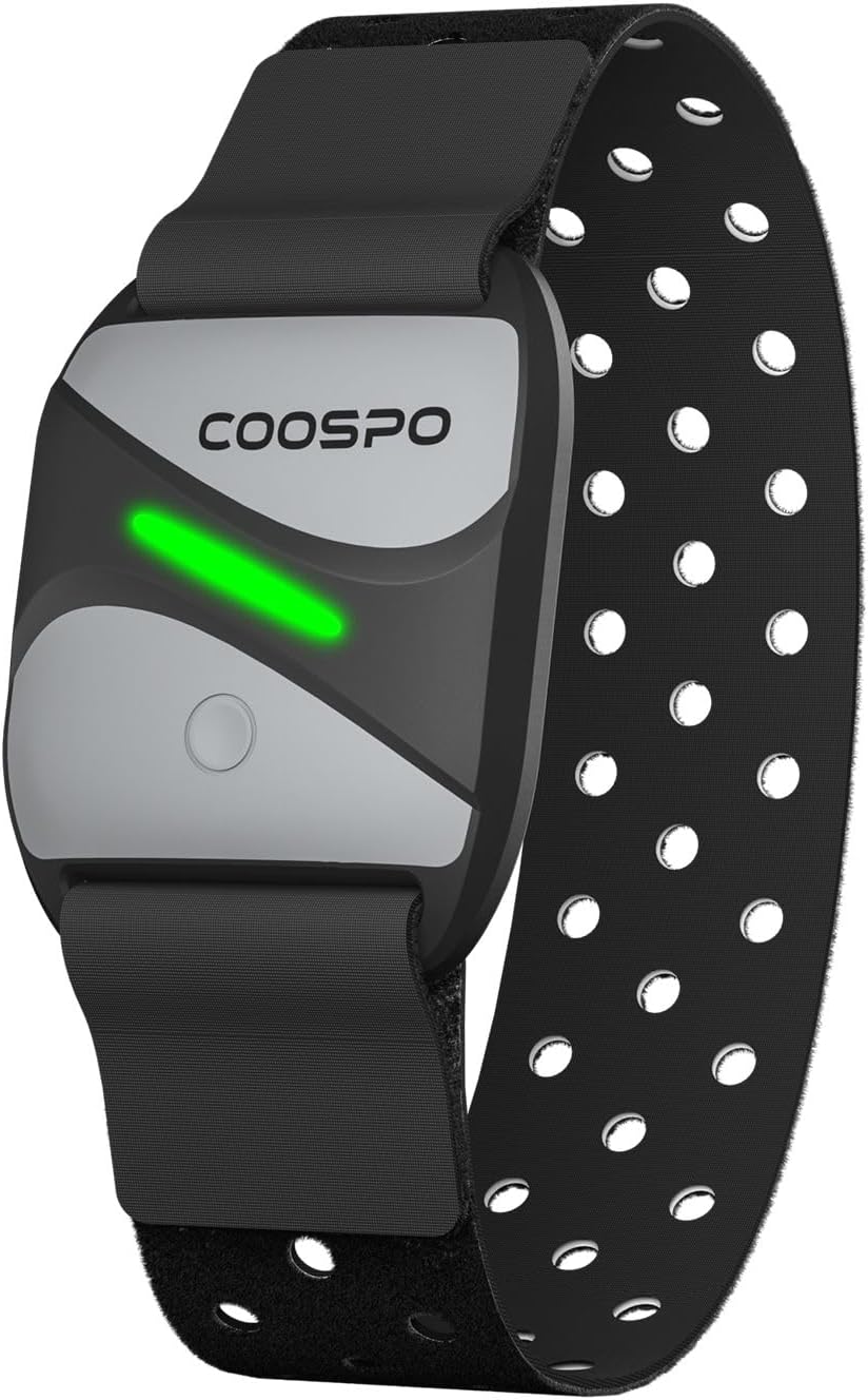 CooSpo Store COOSPO HW807 Heart Rate Monitor Bracelet HRV Heart Rate Training Range via Bluetooth 5.0 / ANT+, Sensor LED Heart Rate Monitor Arm Strap IP67 Waterproof Rechargeable Compatible with Wahoo, Zwift, Strava