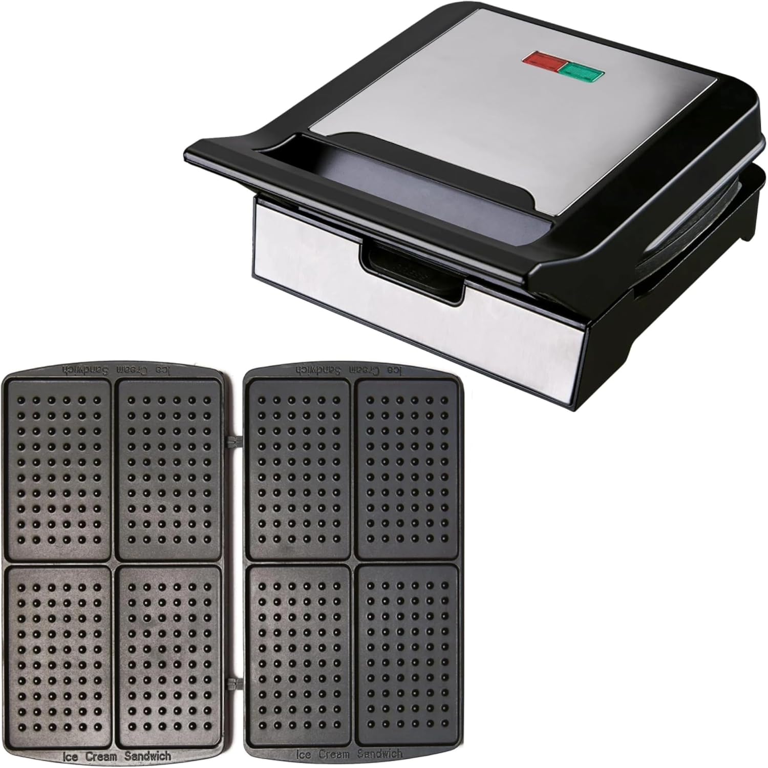 Syntrox Germany Syntrox Churros Maker with Removable Plates, 1400 Watt, Stainless Steel, Quick Heating, Non-Stick Coating, Various Removable Plates, Multifunctional Device (Ice Cream Sandwich Maker)