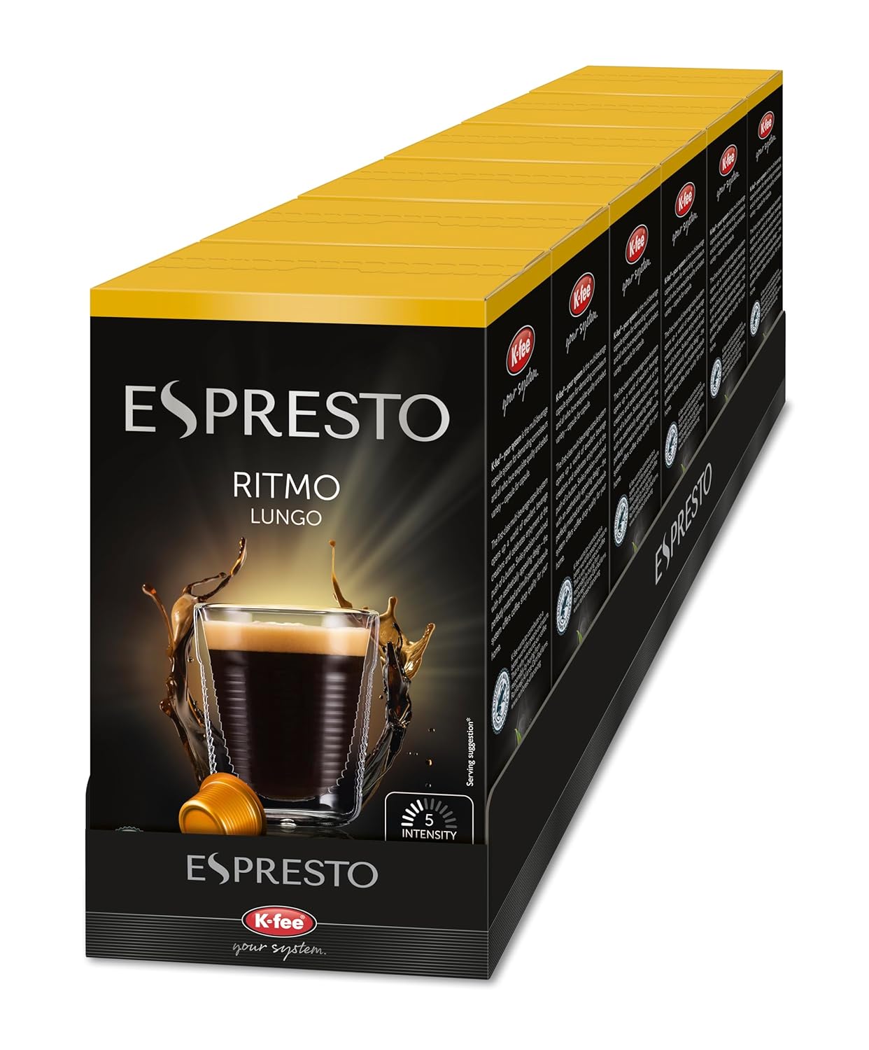 ESPRESTO Store ESPRESTO Coffee Capsules, Ritmo Lungo, Compatible with K-fee & Aldi Expressi*, Spicy & Harmonious, RFA Certified, 96 Capsules