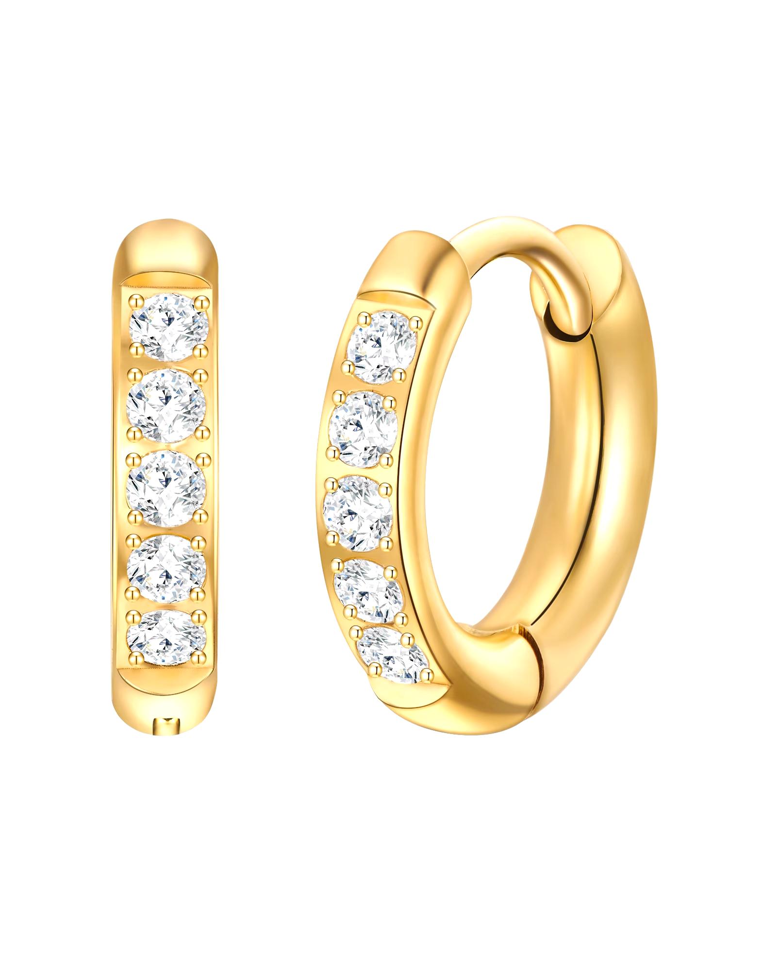 Eastside hoop earrings stainless steel zirconia in yellow gold