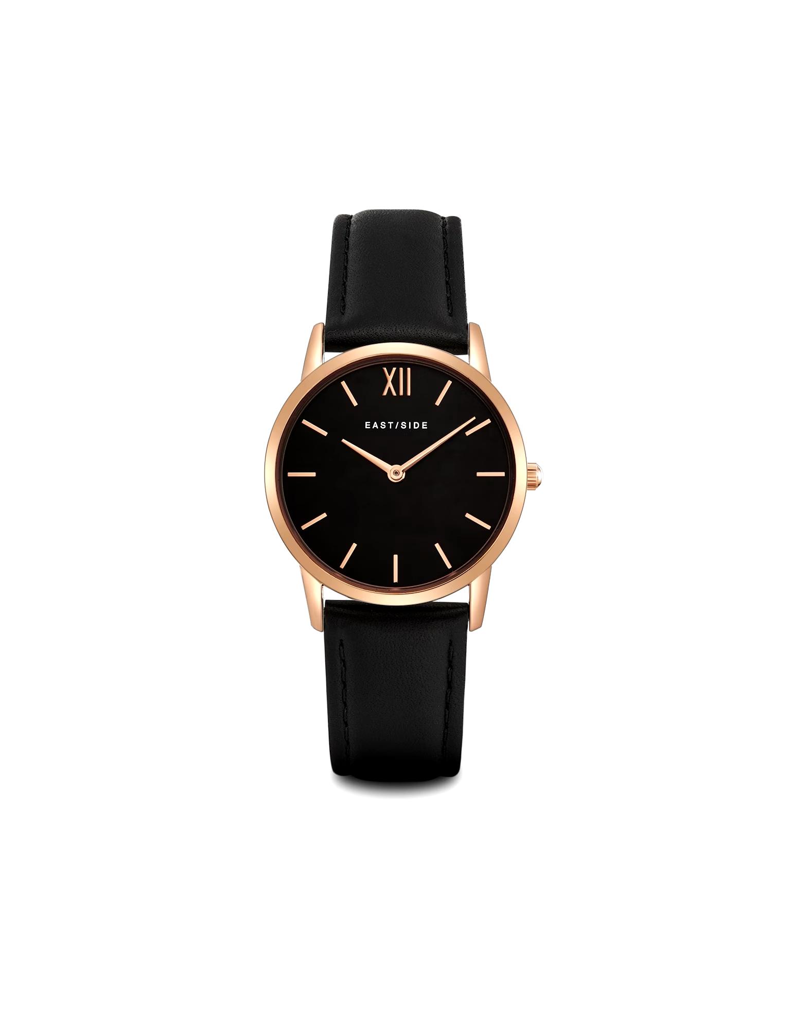 Eastside watch quartz watch Upper Union in rose gold genuine leather in black