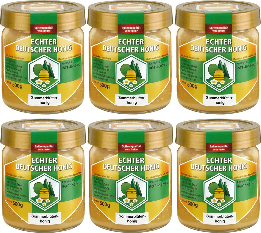 Apis Aurum GmbH Genuine German Honey - Summer Blossom Honey 6x500g