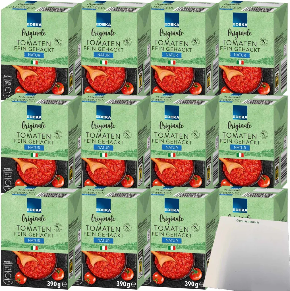 Edeka Original Tomatoes finely chopped natural PU (12x390g pack) + usy block