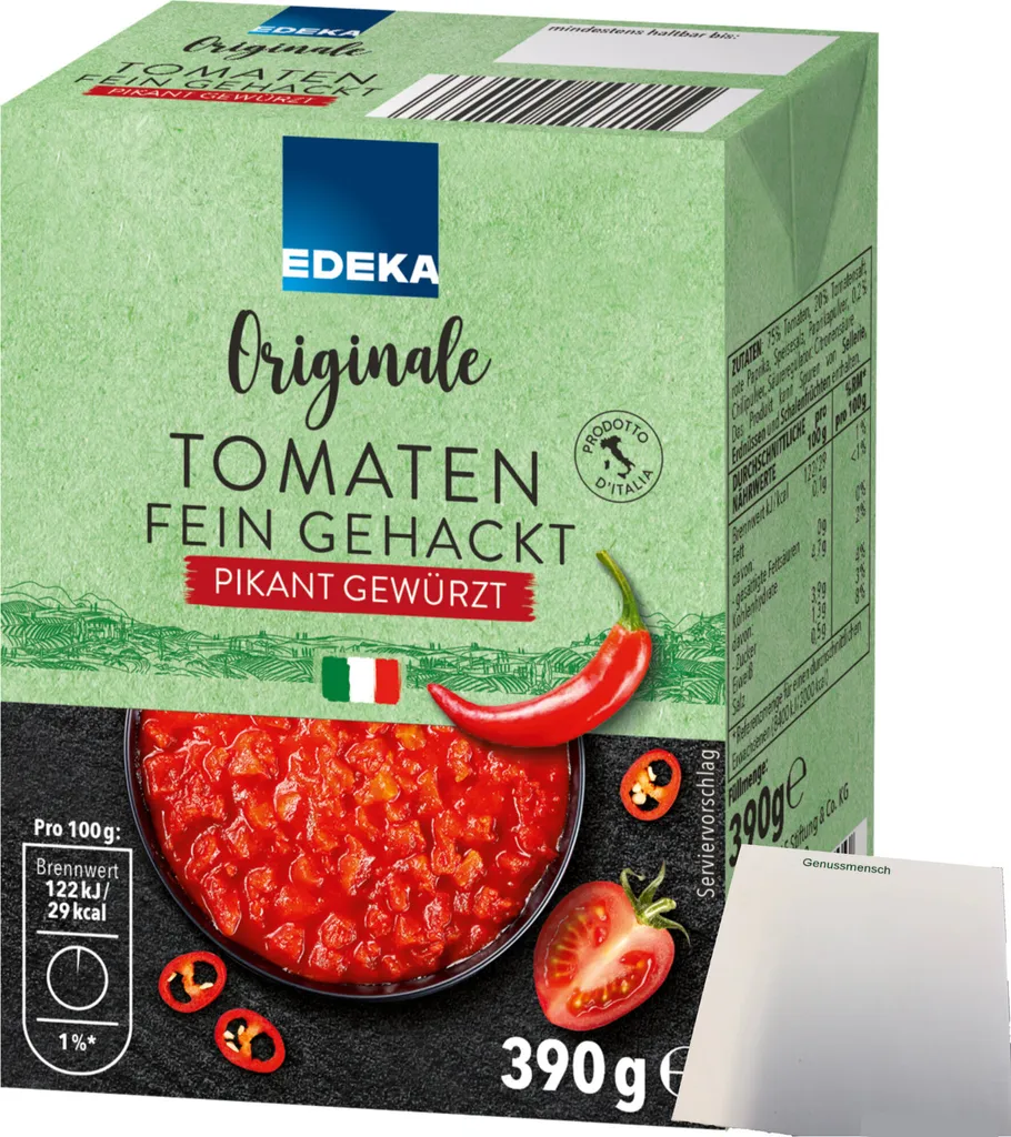 Edeka Original Tomatoes finely chopped spicy seasoned (390g pack) + usy block