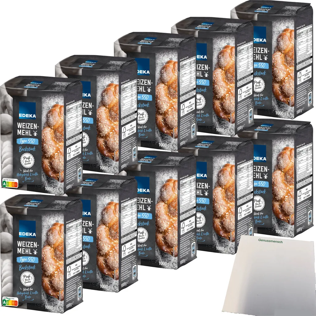 Edeka wheat flour type 550 ideal for yeast pastries and light breads PU (10x1kg pack) + usy block