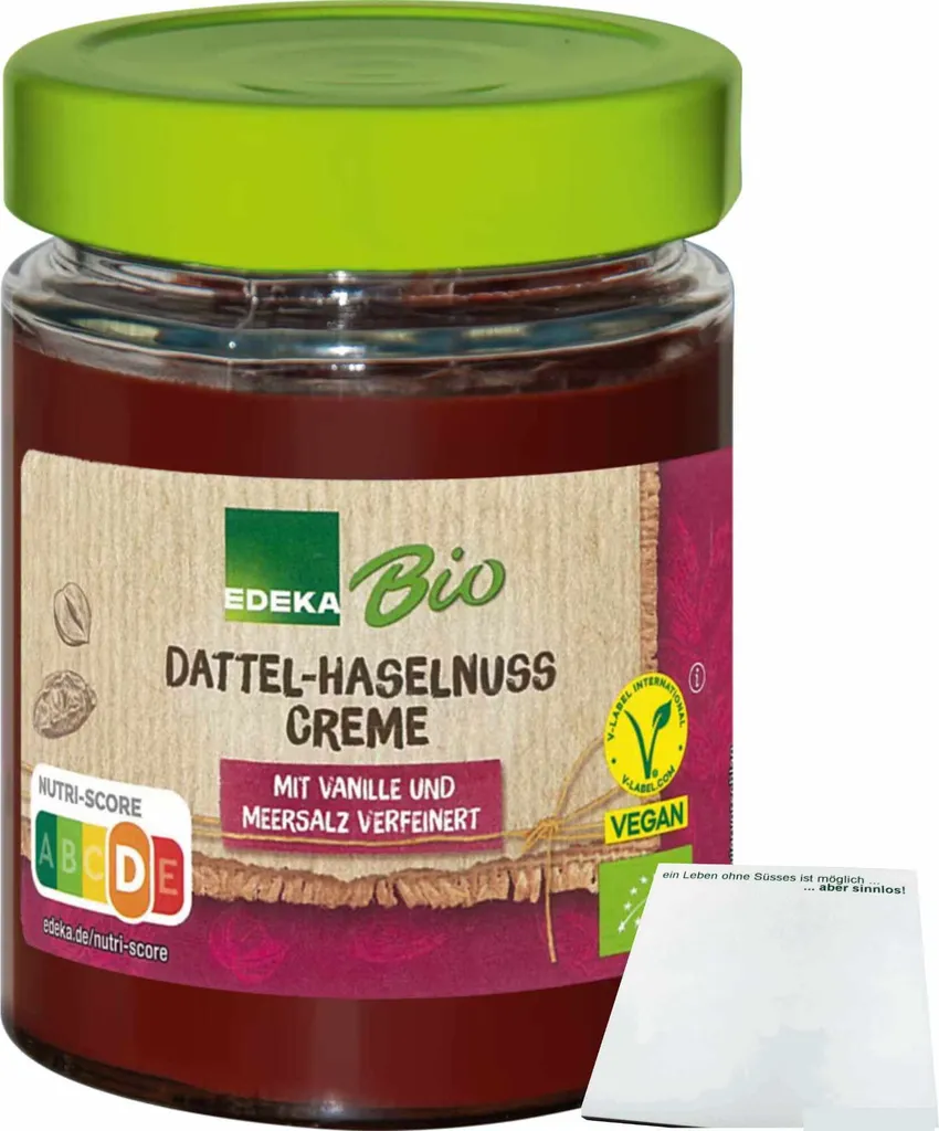 EdekaDattel-Hazelnut Cream with Vanilla and Sea Salt (240g Jar) + usy Block