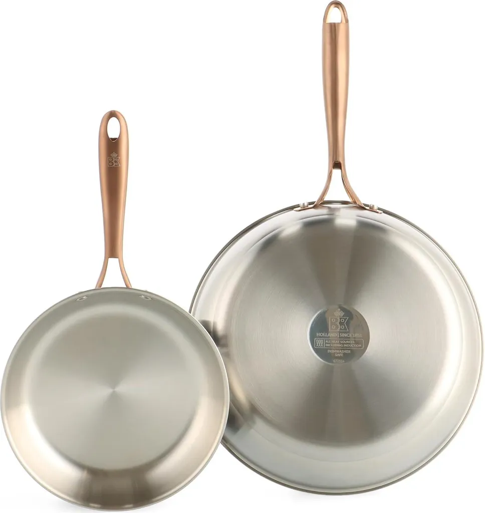 Markenlos Stainless steel frying pan set - 2-piece - suitable for induction - silver - 24/28 cm