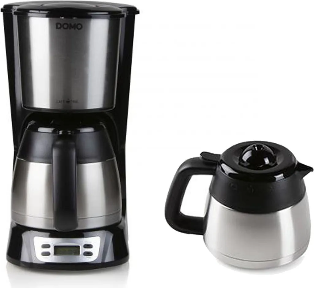 Domo Stainless steel filter coffee machine with timer & 2x insulated carafes, coffee filter machine
