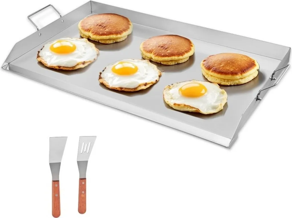 StarTech Stainless steel griddle plate, flat grill - BBQ grill pan - cookware 910x525mm