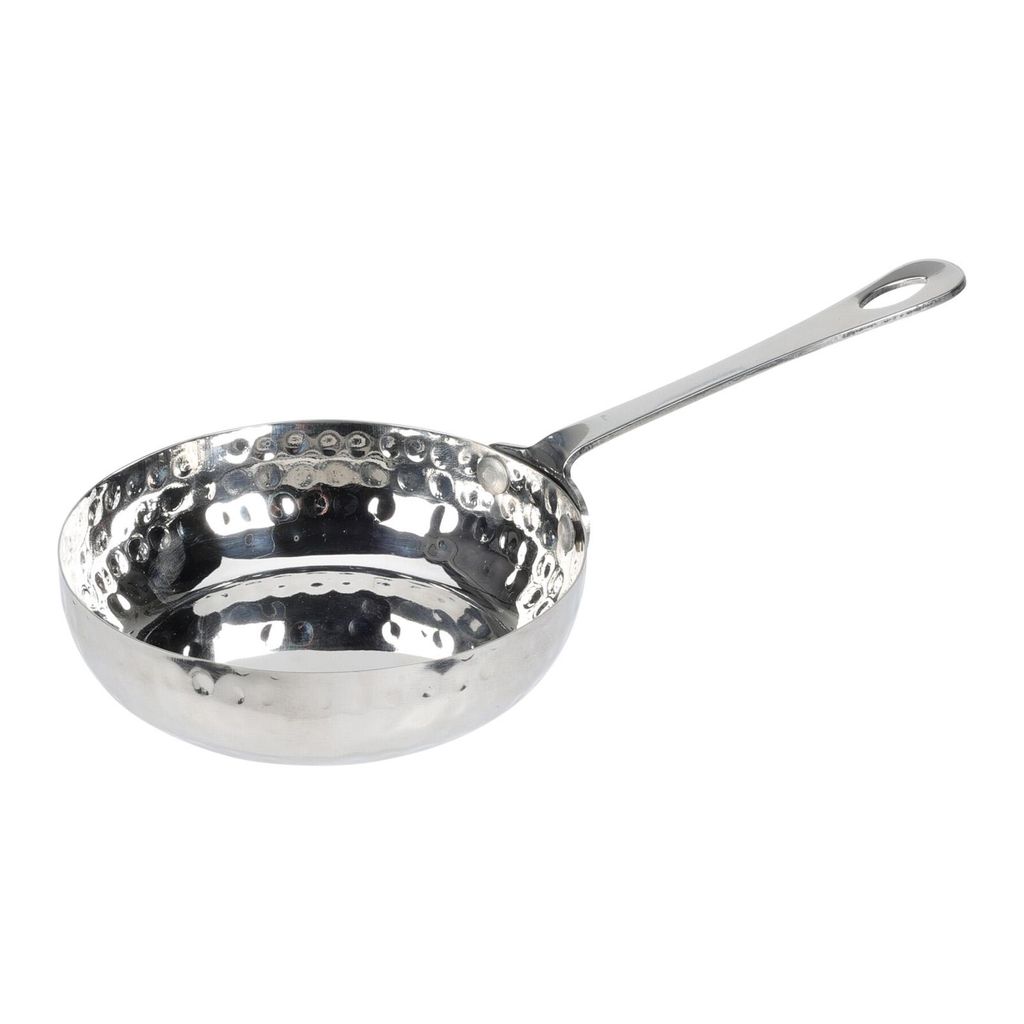 HAC24 Stainless steel mini frying pan, hammered finish, with handle, ø 11 cm, capacity 260 ml, serving pan
