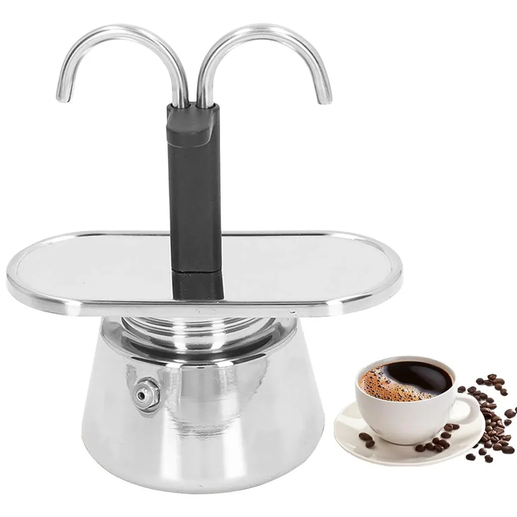 Slyrun Stainless steel moka pot, 2-cup espresso maker for stovetop, easy to use, fast coffee preparation, 120 ml, ideal for home, outdoor & camping