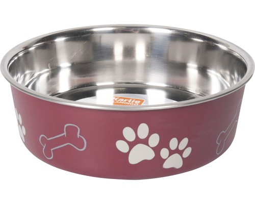 Stainless steel bowl Karlie Ascar 23 cm 2200 ml dark red