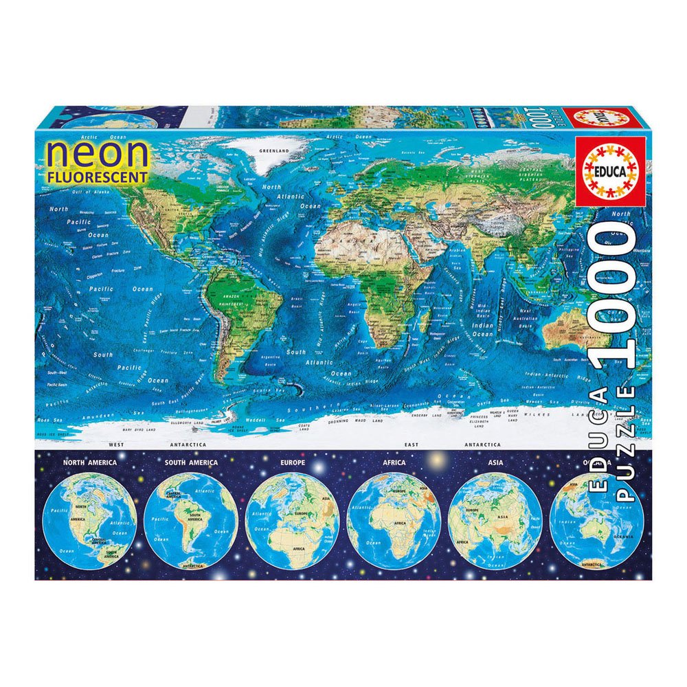 Educa 16760 - World Map - 1000 Pieces - Neon Puzzle