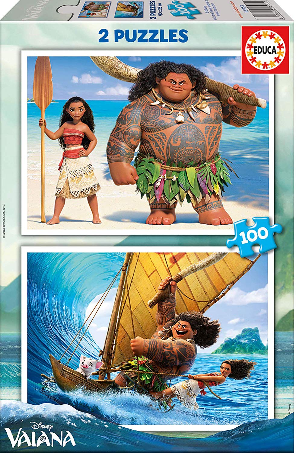 Educa 16953 Jigsaw Puzzles 2 X 100 Vaiana