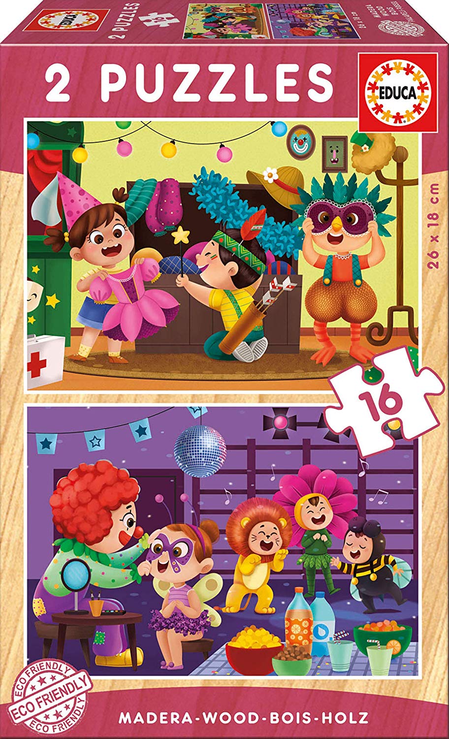 Educa 17619 Wooden Puzzles 2X16 Costumes