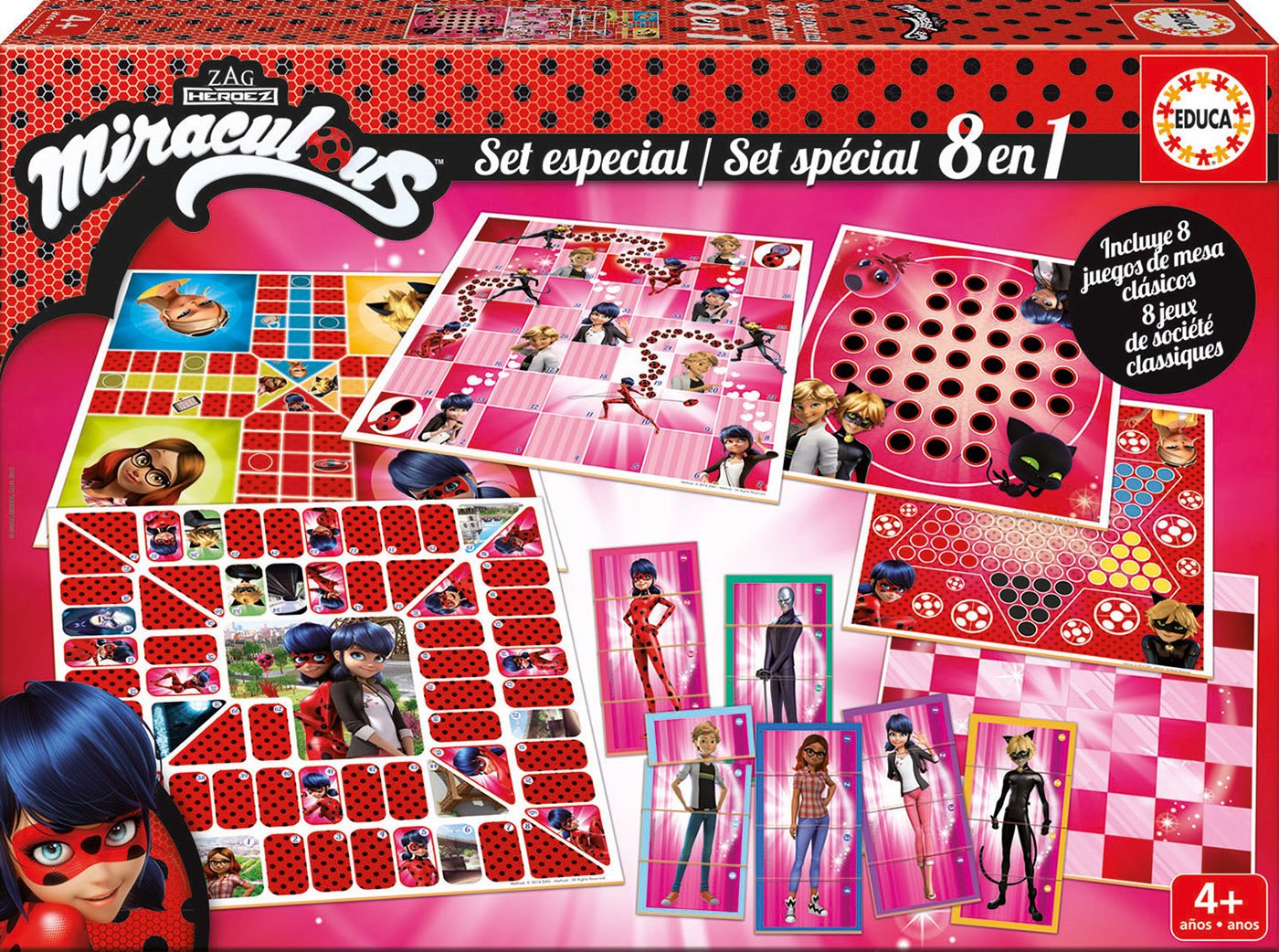 Educa Borrás 17261 Miraculous 8 Games In 1 – Lady Bug