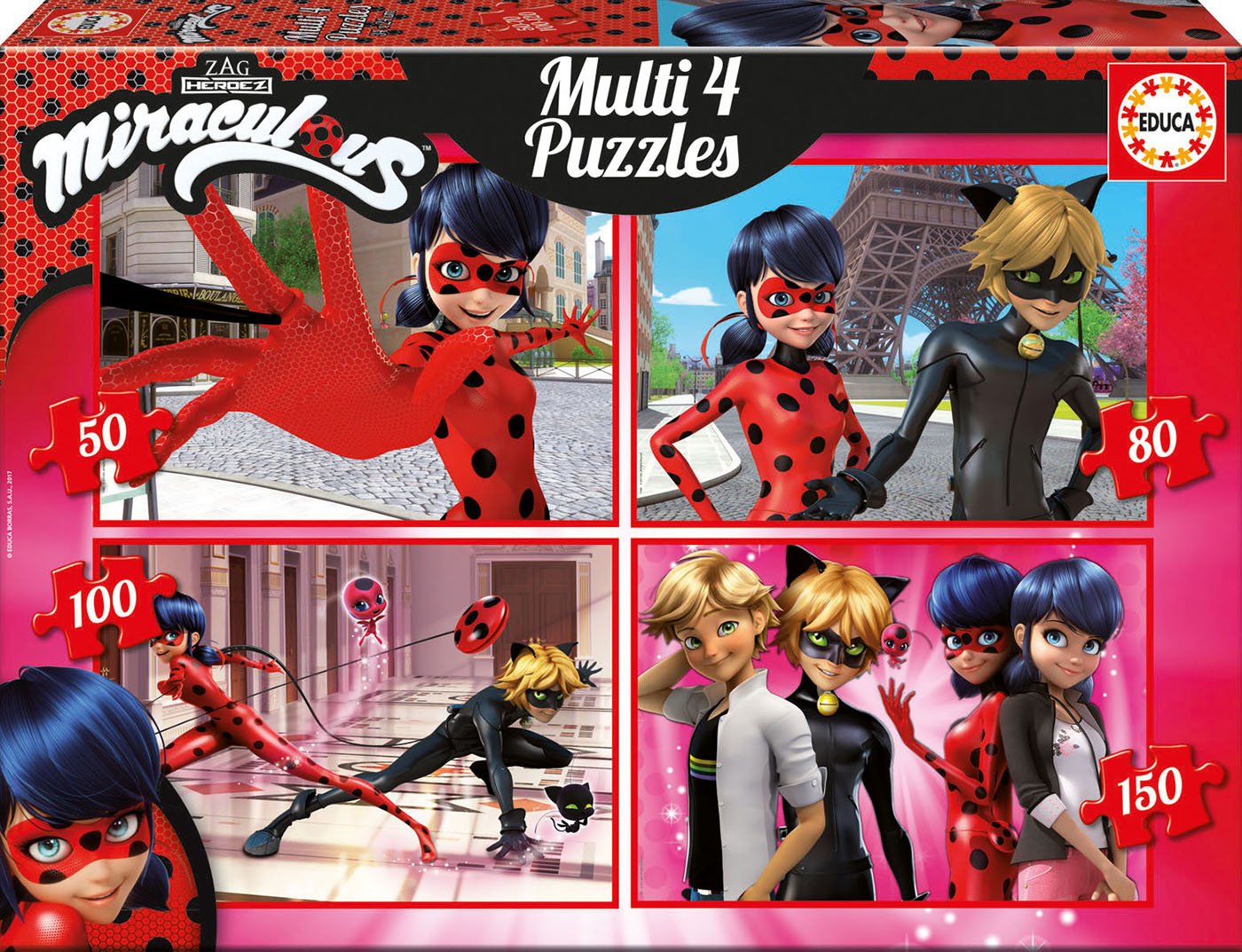 Educa Borrás 17466 Puzzle 4 Miraculous Lady Bug
