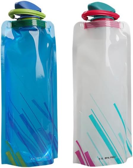 2pcs Collapsible Water Bottles Reusable Leakproof Water Bags for Outdoor Sports Camping Travel Cycling Drinking
