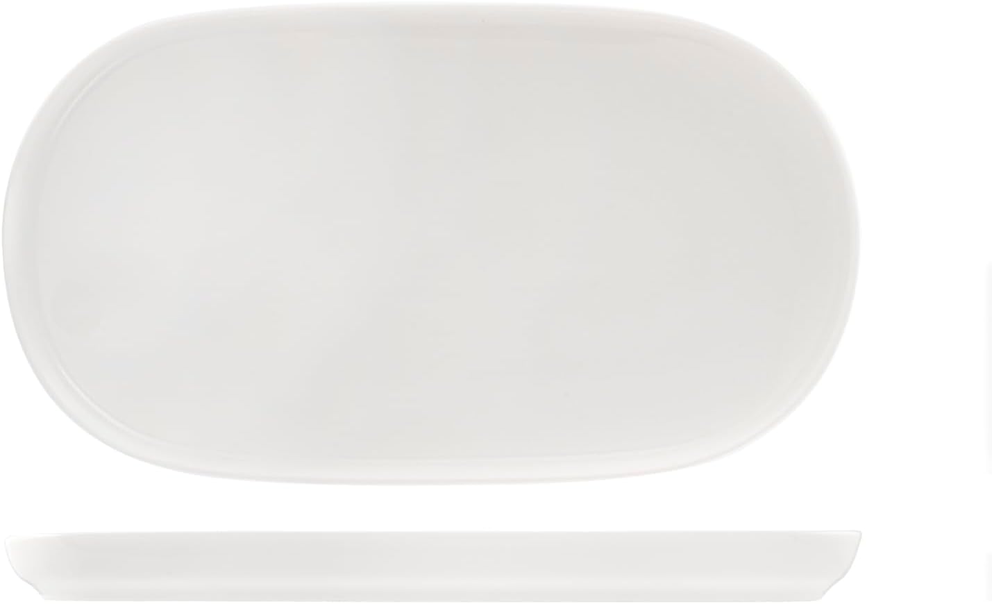 H&h Set of 6 Piatti Oval Madrid in Porcellana Bianca cm 27 x 15 cm