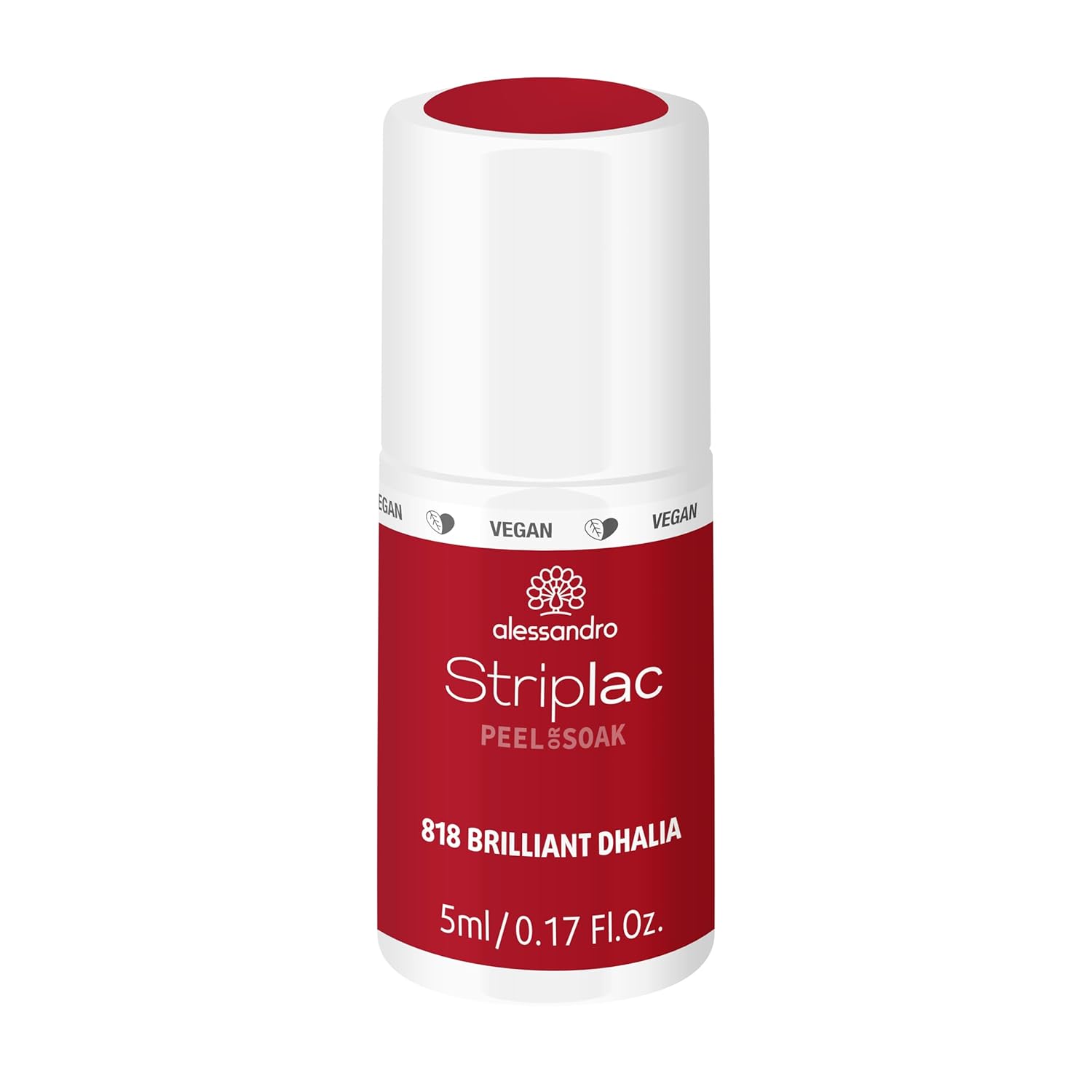 Alessandro Striplac Peel or Soak - Flower Chrush - Brilliant Dahlia - Bright Red - Vegan - Led Nail Polish in Red - For Perfect Nails in 15 Minutes, 5 ml