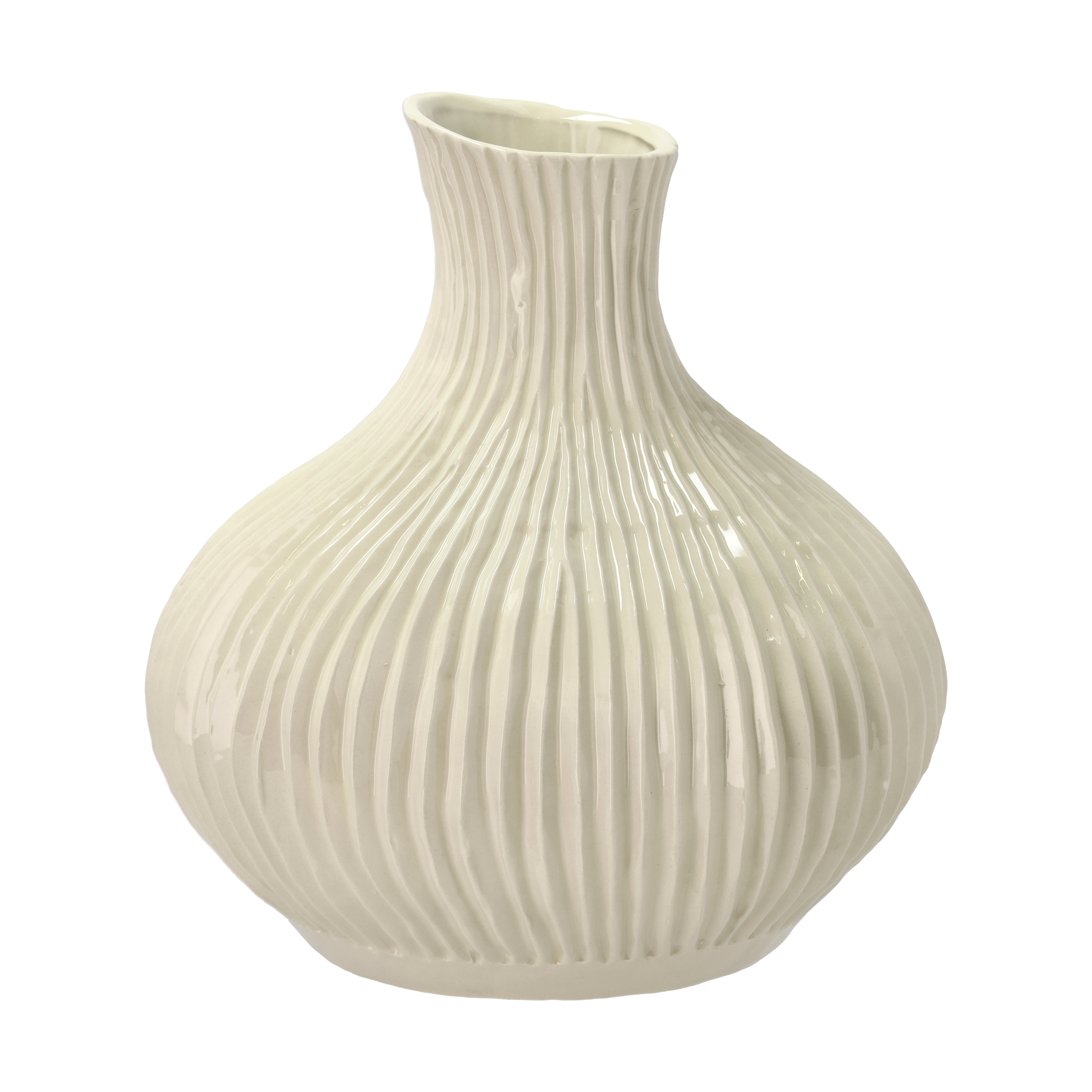 Villa Collection Oak vase Ø31x33.5 cm, White