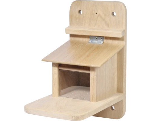 dobar Premium Squirrel Feeding Station, oiled oak wood with feeding flap and acrylic glass pane, approx. 32 x 20 x 38.5 cm