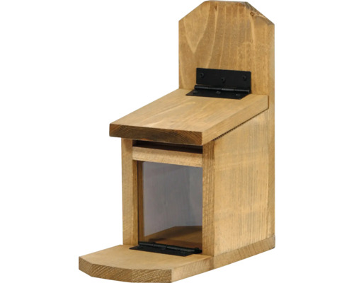 Squirrel feeding station dobar Pärnu, squirrel feeding station, feeding house with acrylic glass pane and feeding flap, brown, approx. 24 x 12 x 28 cm