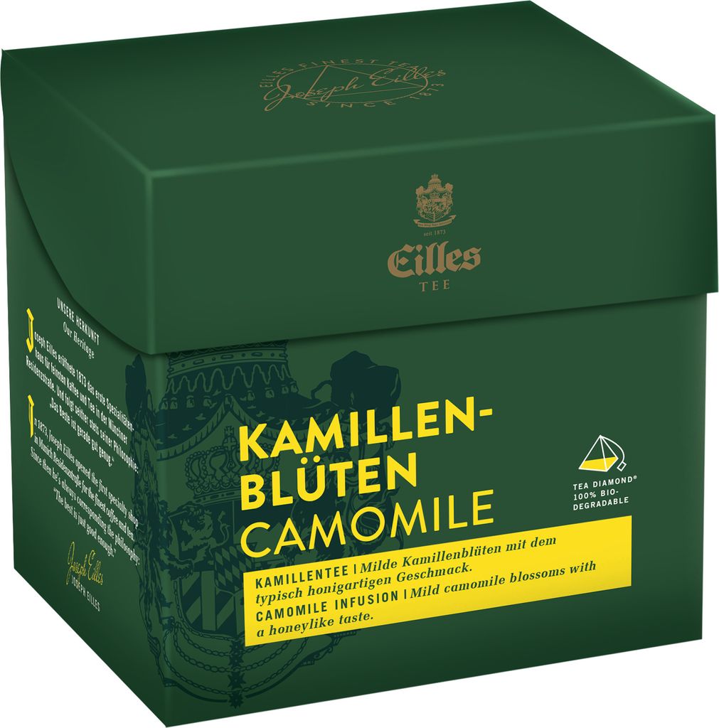 EILLES TEA Tea Diamond Chamomile Flowers in Pyramid Tea Bags, Box of 20 50g