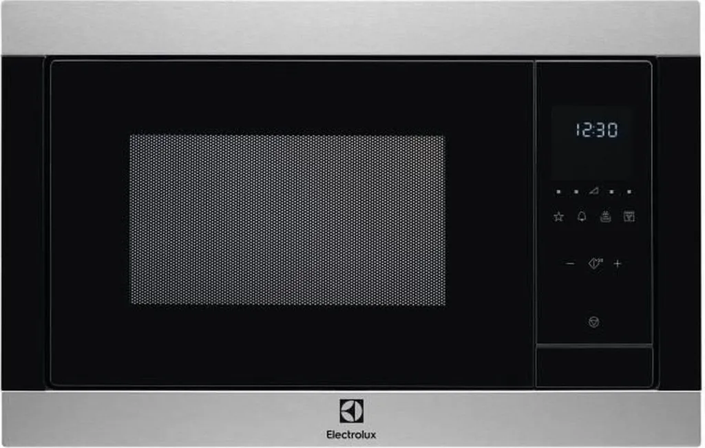 Electrolux Built-in stainless steel microwave oven with anti-fingerprint coating – 23 l – grill function – H 388 x W 595 x D 400 mm