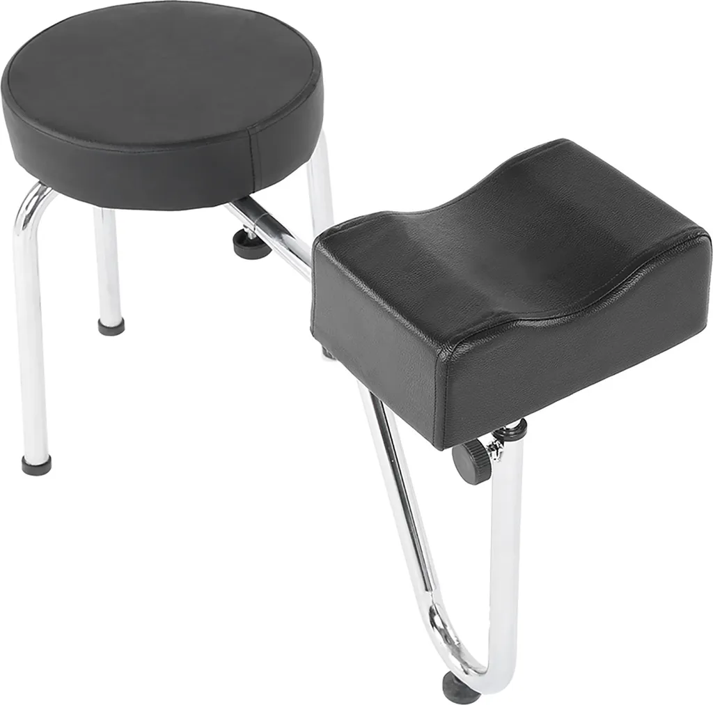 KKmoon Adjustable faux leather tattoo leg arm rest pad pedicure foot stool chair black