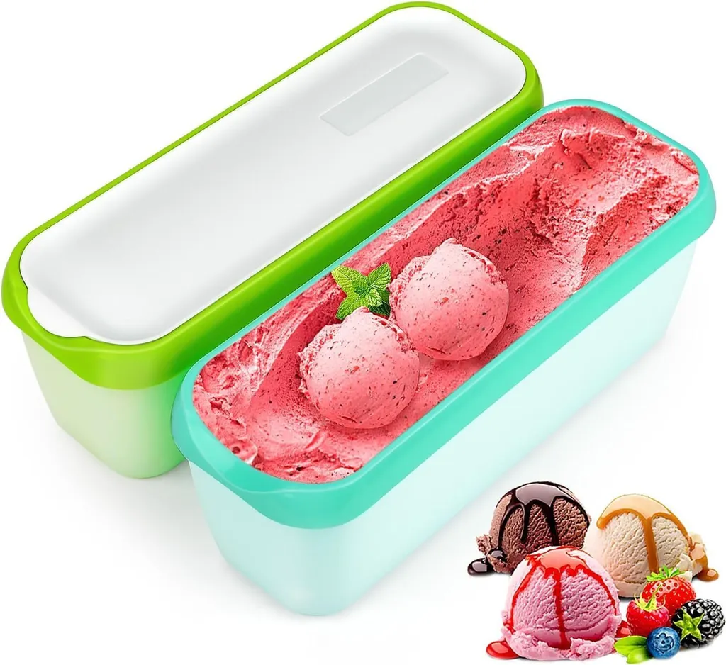 Ice cream containers for ice cream, 2 pieces, storage containers, freezer containers, reusable homemade ice cream containers