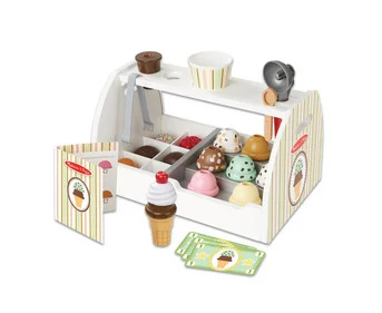 Wooden ice cream parlor counter