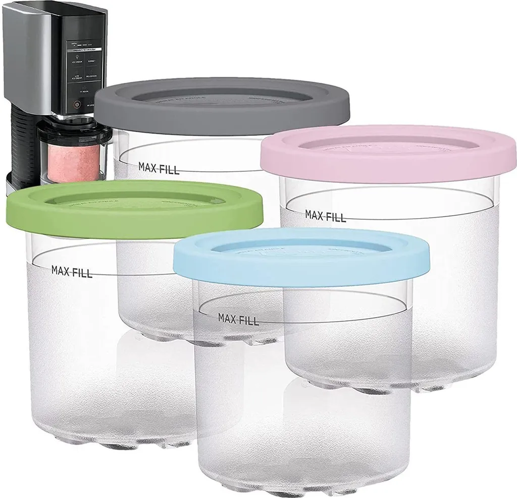 Xdovet Creami Pint Ice Cream Maker Containers for Ninja NC299AMZ & NC300s Creami 4 Pack