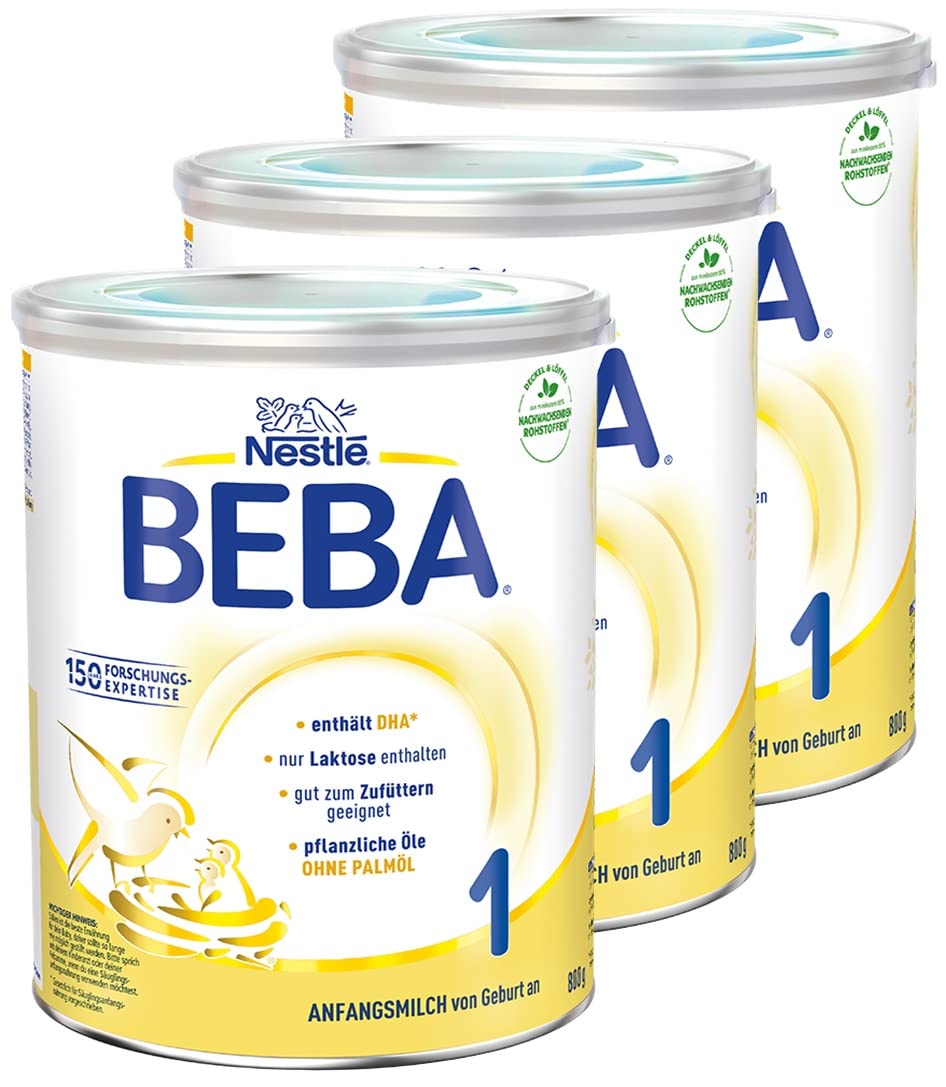 Nestlé BEBA 1 Anfangsmilch, Anfangsnahrung von Geburt an, 3er Pack (3 x 800g)