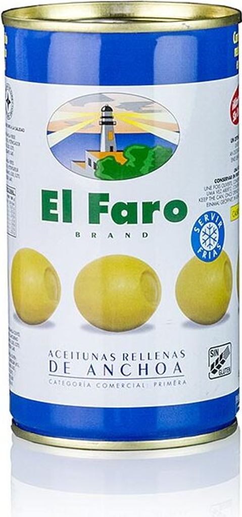 gustiamo El Faro Green Olives with Anchovy (Anchovy Stuffing) in Brine - 350g