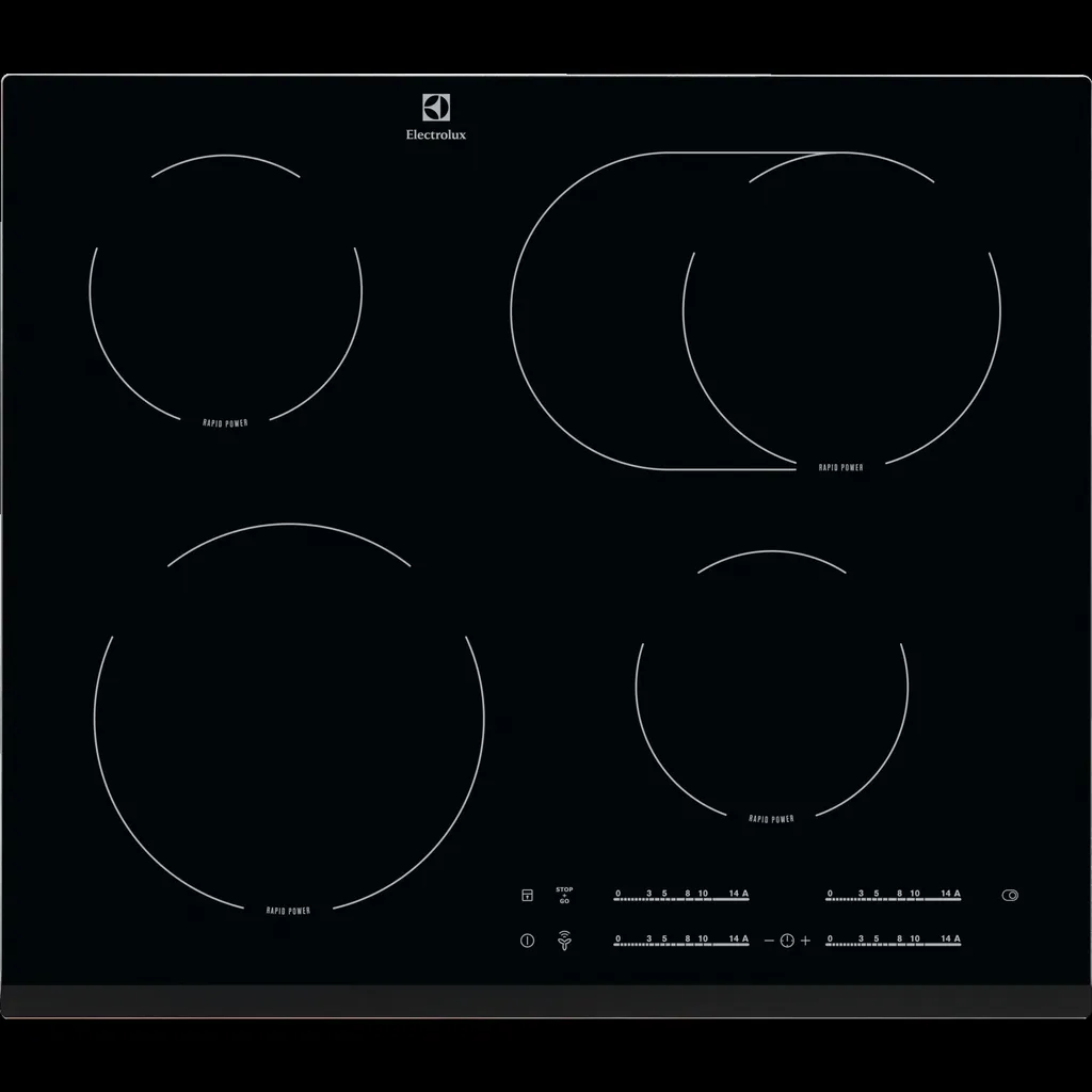 Electrolux EHF65451FK, Black, Integrated, Ceramic, 4 Zone(s), 4 Zone(s), Simmering