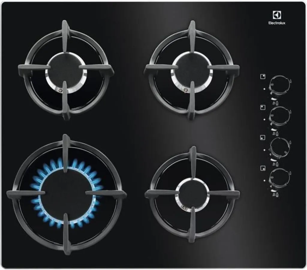 ELECTROLUX KGG6407K - Gas hob - 4 burners - W 59 x D 51 cm - 7800 W - Glass coating - Black