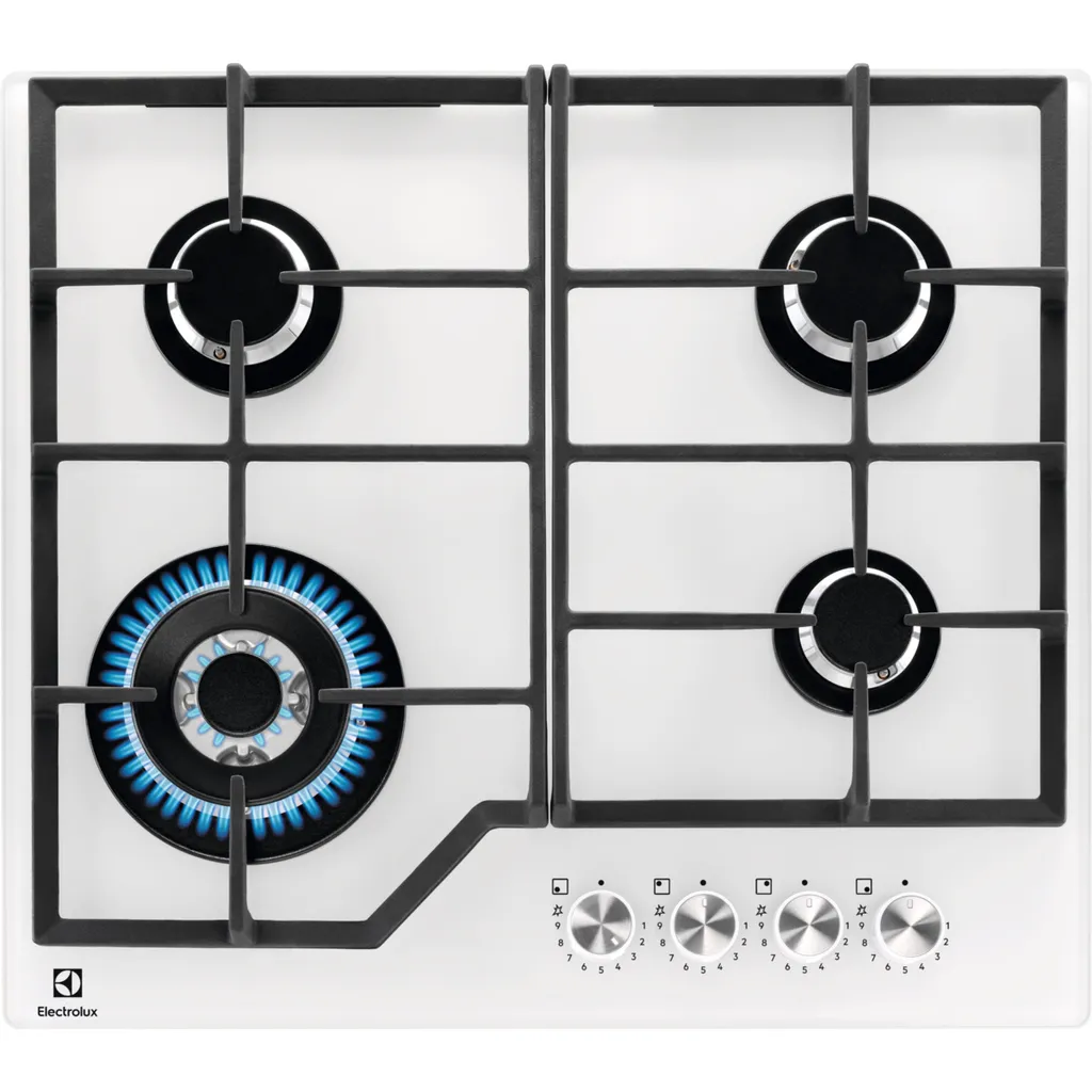 Electrolux KGG64362W - White - Integrated - 60 cm - Gas hob - Glass - 4 zone(s)