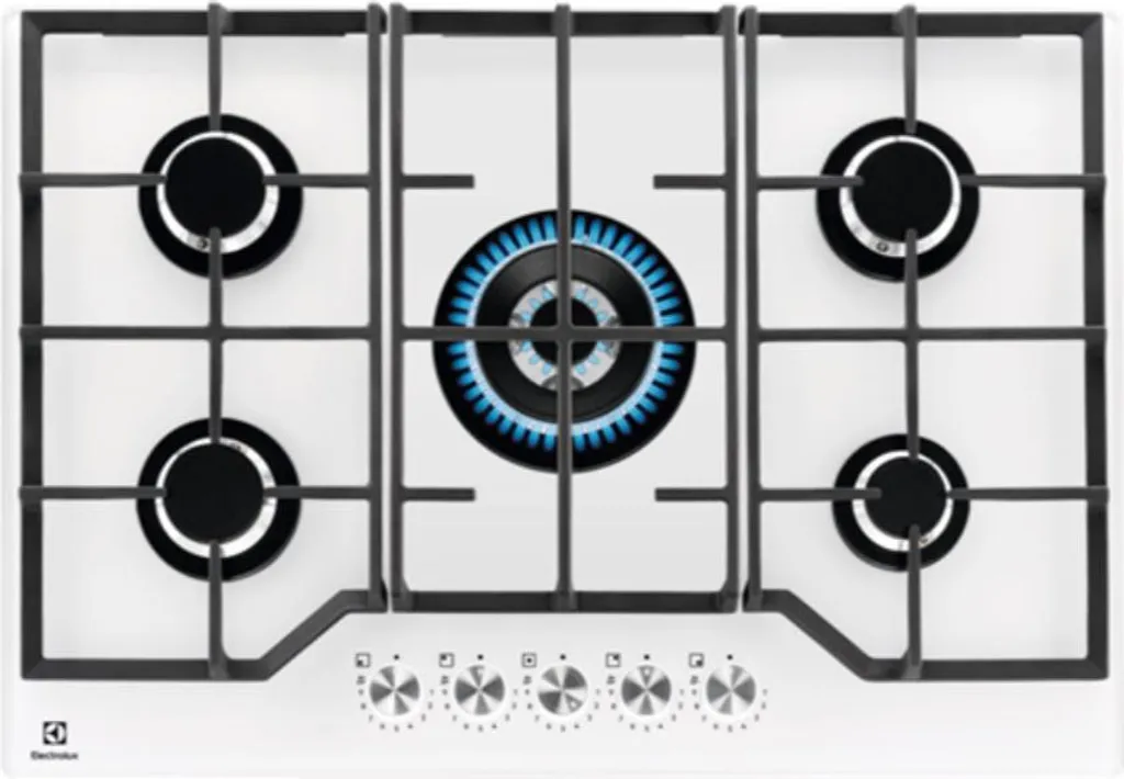 Electrolux KGG75362W, White, Built-in, 75 cm, Gas, 5 Burners