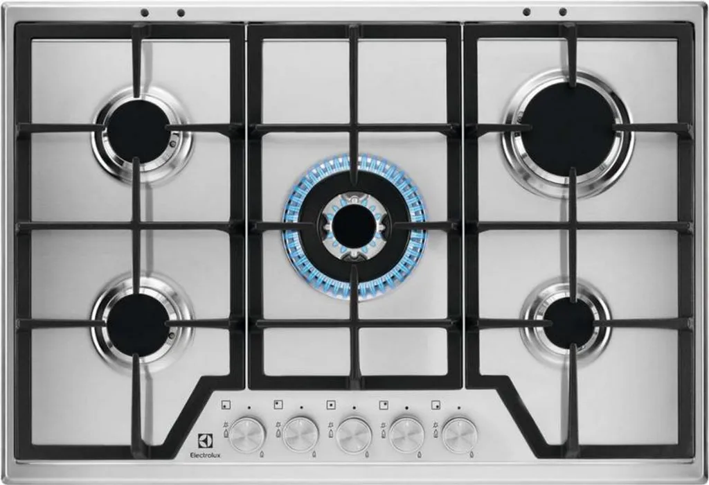 Electrolux KGS7536SX Black, Stainless Steel Built-in Gas Cooker 75 cm 5 Burners