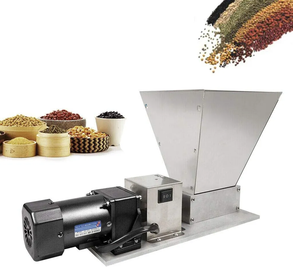GreatDEshop2021 Electric Grain Mill, Manually Adjustable Malt Mill, 2-Roller Mill for Home Brewers