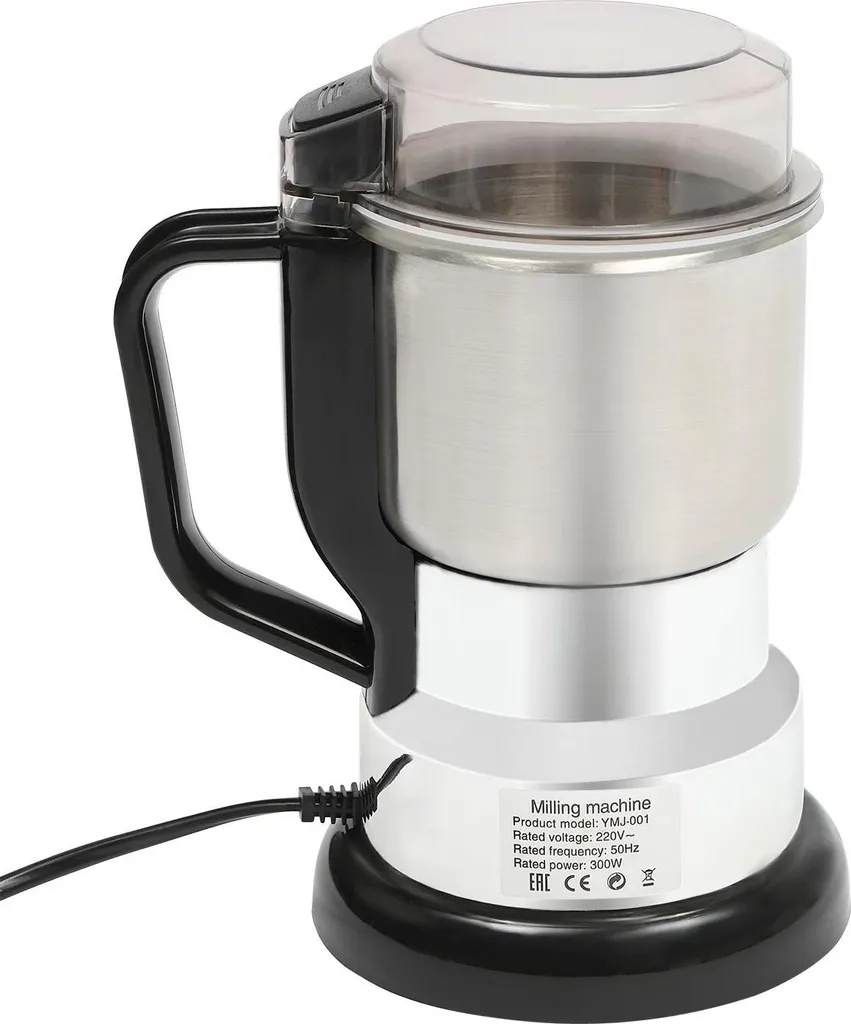 StarTech Electric Coffee & Spice Grinder - Food Mill - 300 W - 500 ml - 22000 rpm - Quiet - One-Button Operation - Metal Housing - Silver