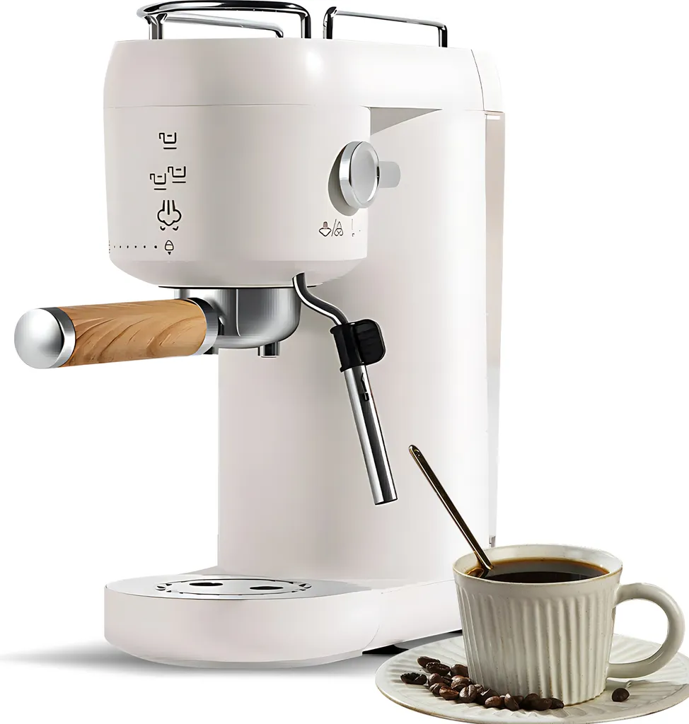 Lixada Electric coffee machine with automatic milk frothing system, 1400 W, 20 bar, mini coffee machine with portafilter, filter basket for single and double servings, Smart Brew for latte, espresso, cappuccino