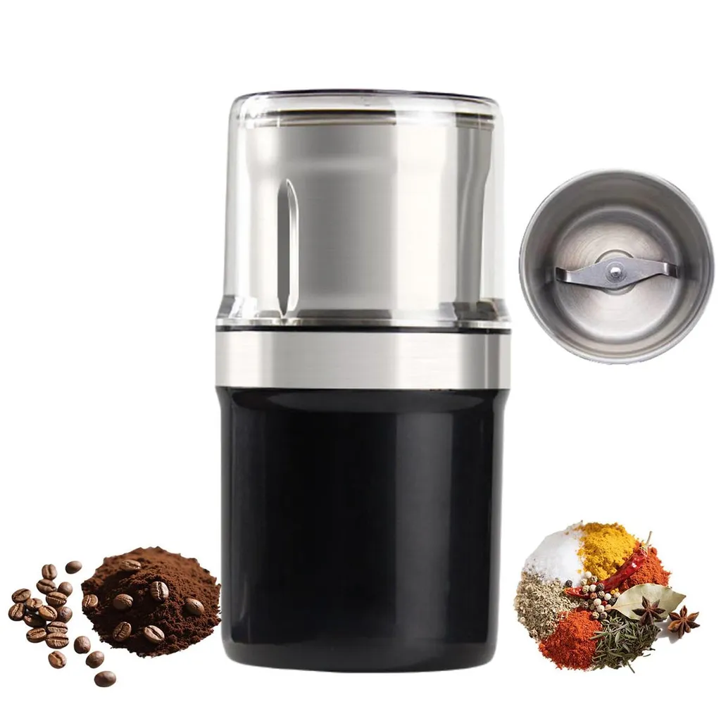 Slyrun Electric coffee grinder, 200 ml spice grinder, 200 W motor, for espresso beans, nuts and grains, compact and powerful