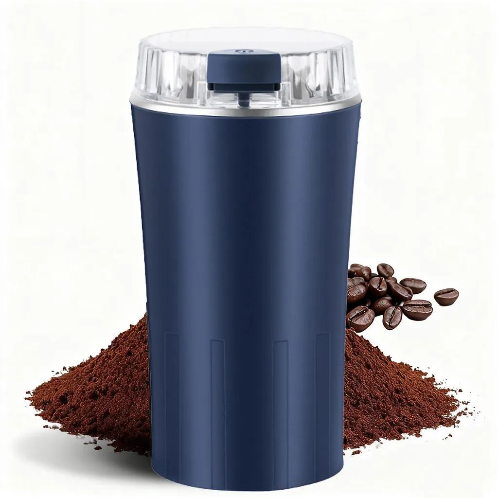 Electric coffee grinder, 300W powerful spice grinder, robust stainless steel blades, portable, for beans, spices & nuts, quiet & fast, kitchen